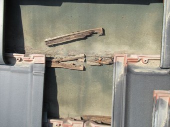 瓦を剥がした部分の瓦桟状況
