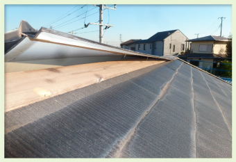 釘の緩みや抜けにより固定力が低下し、風に煽られて屋根材に浮きが生じる