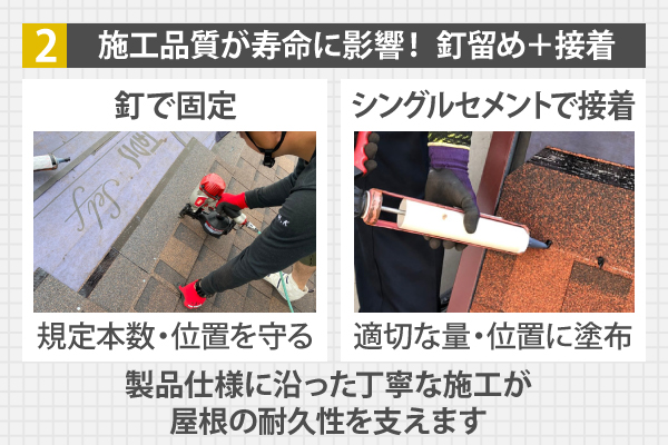 製品仕様に沿った丁寧な施工が屋根の耐久性を支えます